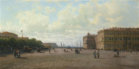 VIEW OF PALACE SQUARE, ST PETERSBURG by Petr Petrovich Vereschagin - Auction record, sale price, and art valuation. Compare with similar artists and explore comparable artworks.