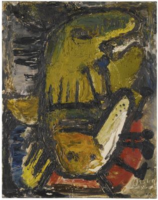 Portrait of Asger Jorn: STIVNAKKET SELVPORTRAET (SELF-PORTRAIT WITH A STIFF NECK)