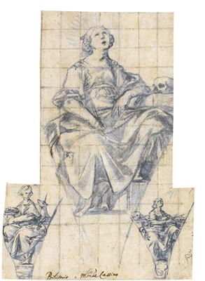 Sample artwork by Belisario Corenzio (1558 - 1646), known for church frescoes and other decoration, altarpiece painting, drawing on colored papwe - View similar artists and auction records