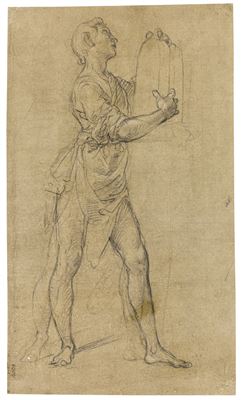 RECTO: STUDY OF A YOUNG MAN POSSIBLY HOLDING A TABLET VERSO: STUDY OF A SOLDIER, SEATED ON THE GROUND, SEEN FROM BEHIND, AND A STUDY OF HIS SWORD