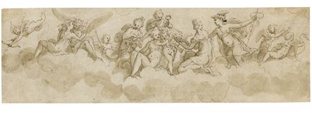 THE TOILET OF VENUS, MERCURY TO THE RIGHT, CUPID AND PSYCHE TO THE LEFT by Bernardino India - Auction record, sale price, and art valuation. Compare with similar artists and explore comparable artworks.