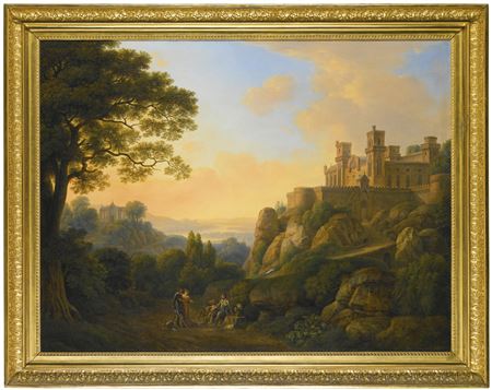 AN ARCADIAN LANDSCAPE WITH A FORTRESS ON A HILL; AN ARCADIAN LANDSCAPE WITH A CHURCH ON A HILL.