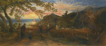 OLD ENGLAND'S SUNDAY EVENING by Samuel Palmer - Auction record, sale price, and art valuation. Compare with similar artists and explore comparable artworks.