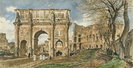DER KONSTANTINBOGEN UND DAS KOLOSSEUM IN ROM (THE ARCH OF CONSTANTINE AND THE COLOSSEUM, ROME)