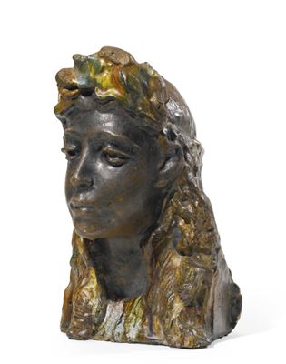 GIRL WITH A WREATH by Mikhail Aleksandrovich Vrubel - Auction record, sale price, and art valuation. Compare with similar artists and explore comparable artworks.