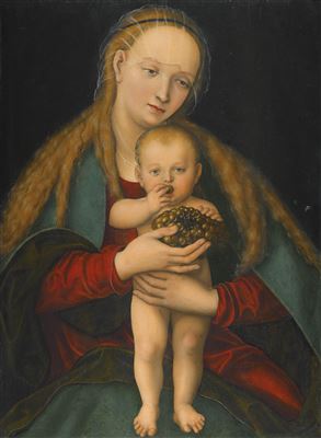 VIRGIN AND CHILD WITH A BUNCH OF GRAPES