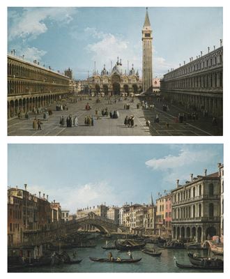 VENICE, A VIEW OF PIAZZA SAN MARCO LOOKING EAST TOWARDS THE BASILICA; VENICE, THE GRAND CANAL LOOKING NORTH-EAST FROM THE PALAZZO DOLFIN-MANIN TO THE RIALTO BRIDGE