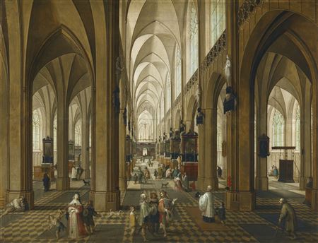 A VIEW OF THE INTERIOR OF ANTWERP CATHEDRAL