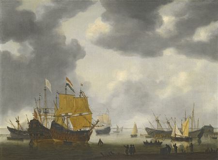 DUTCH SHIPS AWAITING REPAIR ON THE IJ AT AMSTERDAM by Reinier Nooms - Auction record, sale price, and art valuation. Compare with similar artists and explore comparable artworks.