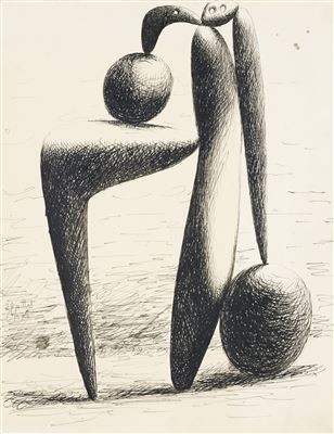 DESSIN - CARNET DINARD, PAGE 1 (BAIGNEUSE. PROJET POUR UN MONUMENT)