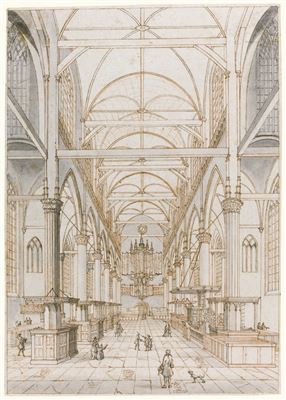 TWO VIEWS OF THE INTERIOR OF THE OUDE KERK, AMSTERDAM: A) DE OUDEKERK VAN BINNEN B) DE OUDEKERK VAN BINNEN ZIENDE NAAR HET KOOR