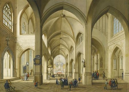 INTERIOR OF A GOTHIC CHURCH