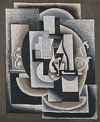 Sample artwork by Serge Charchoune (1888 - 1975), known for abstract, cubist and non-objective painting - View similar artists and auction records