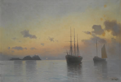 Sample artwork by Aleksei Vasilievich Von Hanzen (1876 - 1937), known for marine and coastal painting - View similar artists and auction records