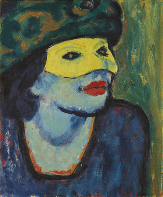 DIE GELBE MASKE I (THE YELLOW MASK I) - RECTO SÄNGERIN IN ROT (SINGER IN RED) - VERSO by Max Herman Pechstein - Auction record, sale price, and art valuation. Compare with similar artists and explore comparable artworks.
