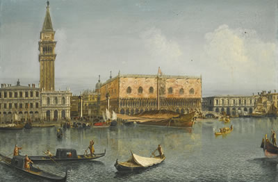 VENICE, THE BACINO DI SAN MARCO LOOKING TOWARDS THE PALAZZO DUCALE AND THE PIAZZETTA