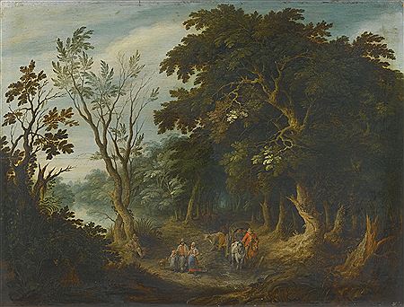 TRAVELLERS ON A FOREST PATH