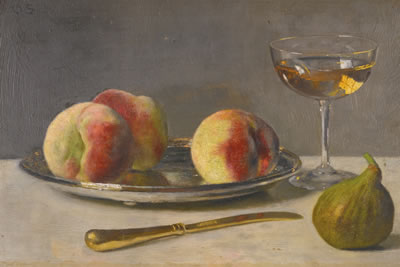 STILL LIFE WITH PEACHES AND FIG