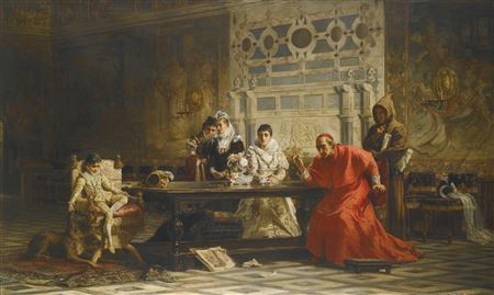 Sample artwork by Laslett John Pott (1837 - 1898), known for paintings of figures, female portraits, landscape scenes with figures, illustration - View similar artists and auction records