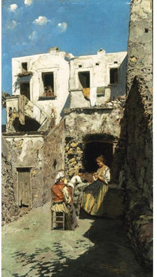 LE RICAMATRICI DI CAPRI by Riccardo Pellegrini - Auction record, sale price, and art valuation. Compare with similar artists and explore comparable artworks.