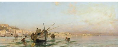 BAGNANTI A POSILLIPO by Edoardo Dalbono - Auction record, sale price, and art valuation. Compare with similar artists and explore comparable artworks.