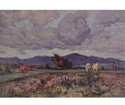 PAESAGGIO CON CARRETTO E BUOI