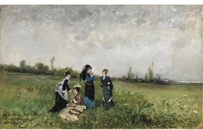 Sample artwork by Carlo Pittara (1836 - 1890), known for landscape painting in romantic, naturalistic, and realistic styles - View similar artists and auction records