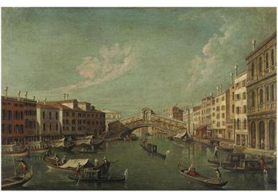 VENEZIA, L'ISOLA DELLA GIUDECCA CON LA CHIESA DEL REDENTORE; IL PONTE DI RIALTO CON LA RIVA DEL VIN