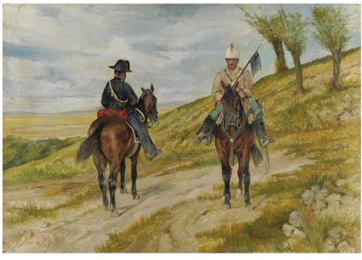 CAVALLEGGERO E CARABINIERE A CAVALLO