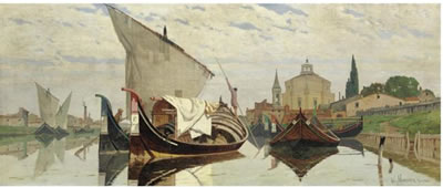 Sample artwork by Ugo Manaresi (1851 - 1917), known for marine painting and teaching - View similar artists and auction records