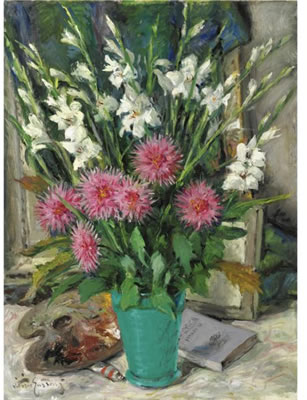 NATURA MORTA CON VASO DI FIORI, TAVOLOZZA E LIBRO