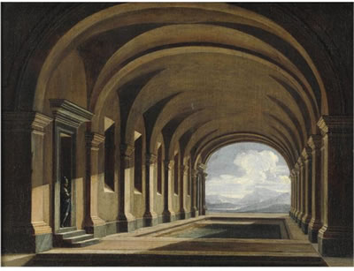 CAPRICCIO ARCHITETTONICO CON PISCINA SOTTO UNA VOLTA by Niccolo Codazzi - Auction record, sale price, and art valuation. Compare with similar artists and explore comparable artworks.