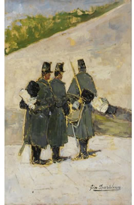 SOLDATI DI RONDA by Giovanni Bartolena - Auction record, sale price, and art valuation. Compare with similar artists and explore comparable artworks.