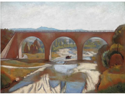 PONTE DEGLI ALBERI by Anselmo Bucci - Auction record, sale price, and art valuation. Compare with similar artists and explore comparable artworks.