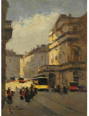 Sample artwork by Achille Cattaneo (1872 - 1931), known for townscape, buildings, still life, marine, landmark painting - View similar artists and auction records