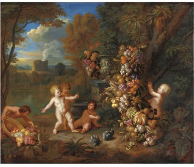 Sample artwork by Jan Pauwel Gillemans The Younger (1651 - 1704), known for still life (combined with landscape or architectural background) painting - View similar artists and auction records