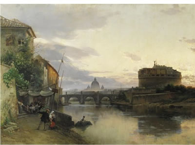 VEDUTA DI ROMA CON CASTEL SANT'ANGELO E IL VATICANO
