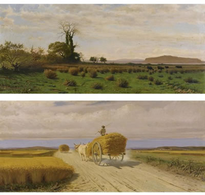 CAMPI FLEGREI, PAESAGGIO CON BUFALI; CAMPO DI GRANO (pair) by Federico Rossano - Auction record, sale price, and art valuation. Compare with similar artists and explore comparable artworks.