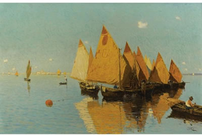 LA QUIETE IN LAGUNA by Guglielmo Ciardi - Auction record, sale price, and art valuation. Compare with similar artists and explore comparable artworks.