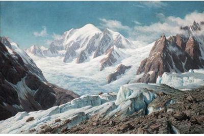 VIEW OF THE MONT BLANC FROM THE TALEFRE GLACIER by Rudolf Robert Reschreiter - Auction record, sale price, and art valuation. Compare with similar artists and explore comparable artworks.