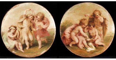 LANDSCAPES WITH PUTTI PLAYING (a pair)