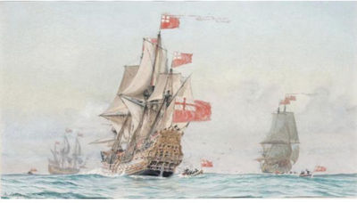 H.M.S. ROYAL SOVEREIGN OF 100 GUNS; AND H.M.S. LONDON OF 64 GUNS (a pair)