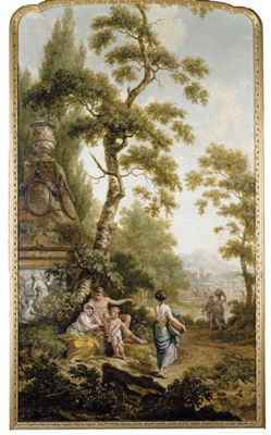 AN ARCADIAN LANDSCAPE WITH WASHERWOMEN ON A ROAD, A YOUNG FAMILY RESTING NEARBY by Jurriaan Andriessen - Auction record, sale price, and art valuation. Compare with similar artists and explore comparable artworks.