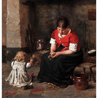 PREPARING VEGETABLES by Alois Boudry - Auction record, sale price, and art valuation. Compare with similar artists and explore comparable artworks.