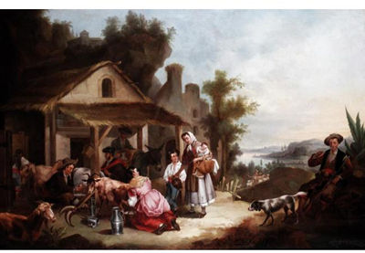 Sample artwork by Andres Cortes Y Aguilar (1812/15 - 1879), known for landscape and animal painting, particularly of herds and rural landscapes with flocks - View similar artists and auction records