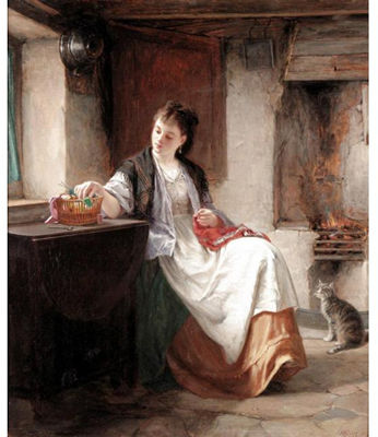SEWING BY THE FIRESIDE