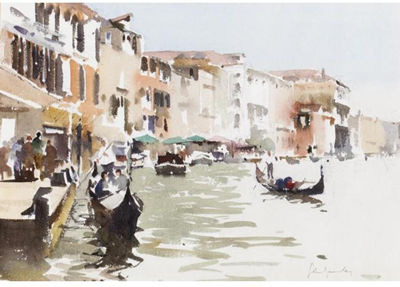 A Canal In Venice, Courtyard of the Institute of Antiquities, Venice AND Honfleur