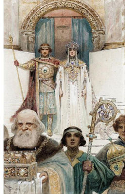 MEDIEVAL CEREMONY, POSSIBLY AN ILLUSTRATION FOR A PUBLICATION OF RUSLAN AND LUDMILLA
