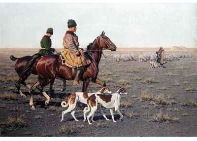 HUNTERS AND A SHEPHERD ON THE TUNDRA