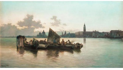 SAILING BOATS ON THE GRAND CANAL, WITH SANTA MARIA DELLA SALUTE IN THE BACKGROUND by Alberto Prosdocimi - Auction record, sale price, and art valuation. Compare with similar artists and explore comparable artworks.